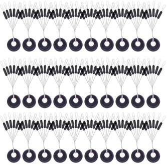 180Pcs 30 Groep Set Zeer Beveel M/L Maat Zwart Rubber Ruimte Bonen Ovale Stopper Voor Zee Karper vliegvissen Aas Vissen Float Cylindrical medium