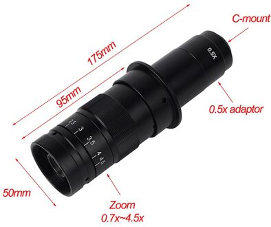 180X 130X Verstelbare Zoom C-Mount Lens 0.7X ~ 4.5X Vergroting 25Mm Voor Hdmi Usb Industrie Video Microscoop camera 110V 220V 180X lens