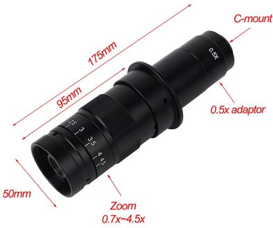 180X 130X Verstelbare Zoom C-Mount Lens 0.7X ~ 4.5X Vergroting 25Mm Voor Hdmi Usb Industrie Video Microscoop camera 110V 220V 180X lens