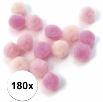 180x roze knutsel pompons 15 mm - hobby balletjes