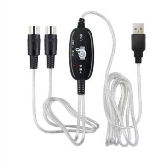180X2Cm Midi-kabel Usb Midi Kabel Muziek Editing Cord Toetsenbord Aansluitkabel