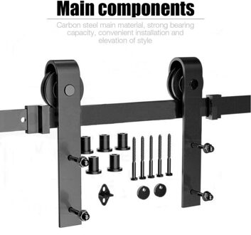 183Cm Huishoudelijke Handige Schuur Deur Opknoping Rail Katrol Set Klassieke Stijl Enkele Deur Gebruik Voor Thuis Keuken Boek kamer Hwc