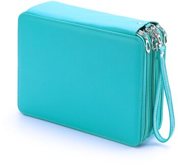 184 Slot Draagbare Kleurpotlood Case Houder Waterdicht Grote Capaciteit Pu Leer Potlood Tas Doos Voor Student Kunst Levert Blauw