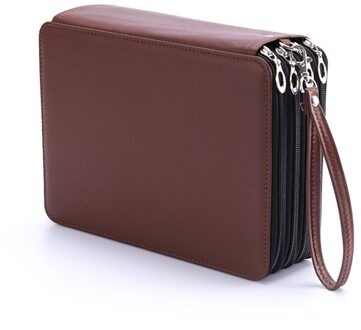184 Slot Draagbare Kleurpotlood Case Houder Waterdicht Grote Capaciteit Pu Leer Potlood Tas Doos Voor Student Kunst Levert bruin