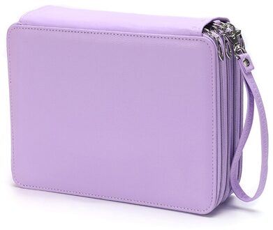 184 Slot Draagbare Kleurpotlood Case Houder Waterdicht Grote Capaciteit Pu Leer Potlood Tas Doos Voor Student Kunst Levert Paars