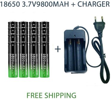 18650 Batterij Oplaadbare Batterij 3.7V 18650 9800Mah Capaciteit Li-Ion Oplaadbare Batterij Voor Zaklamp Zaklamp + Oplader 16pcsCharger