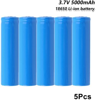 18650 Lithium Batterijen 3.7V 5000Mah Oplaadbare Batterijen Blauw Puntige Top Voor Led Zaklamp Zaklamp Speelgoed Afstandsbediening 5stk