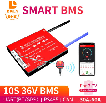 18650 smart BMS 10S 36V 30A 40A 60A Bluetooth 485 to USB device CAN NTC UART software togther Li-on Battery protection Board BMS