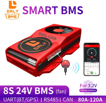18650 smart BMS 8S 24V 80A 100A 120A Bluetooth 485 to USB device NTC UART software togther Lion LiFepo4 Battery BMS With Fan