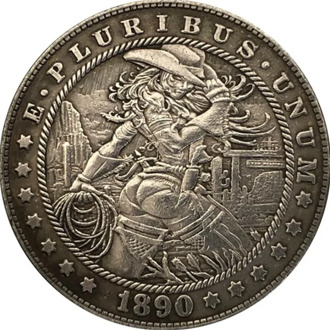 1890 Sexy Cowboy Girl Souvenir Coins Collectibles Antique 3D Metal Commemorative Morgan Hobo Coin Copy Home Decor New Year Gifts