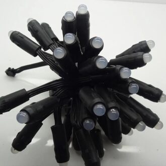 18AWG draad 100 pcs/string DC12V 12mm WS2811 adresseerbare RGB led smart pixel knooppunt, met alle ZWARTE draad, IP68 nominale; met zwarte case Bare draad