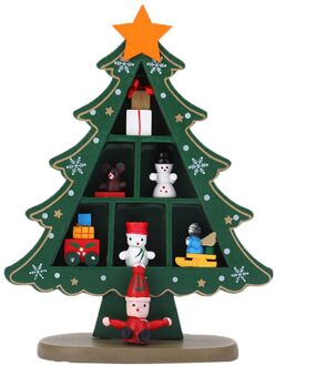 18Cm Kerst Tafel Ornament Nep Xmas Boom Hout Desktop Houten Kerstboom Scène Layout Ornamenten 3D Xmas Tafel Desktop groen