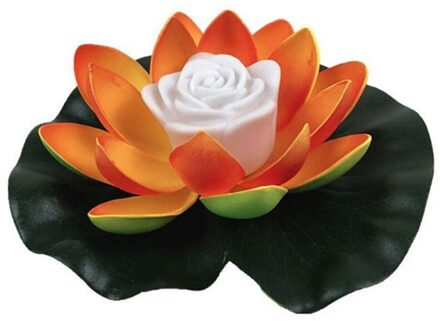 18Cm Led Lotusbloem Licht Batterij Aangedreven Drijvende Tuin Zwembad Lamp Landschap Decor Led Drijvende Lotus Licht oranje