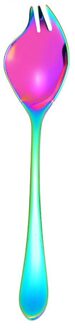 18Cm Vork Lepel Multicolor Populaire Keuken Specialiteit Draagbare Roestvrij Staal Salade Serveren Bestek Gebruiksvoorwerp Servies Accessoire veelkleurig