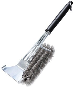 18Inch Bbq Grill Borstel Roestvrij Staal Zware Grill Schraper Cleaner 3-In-1 Barbecue Schoonmaken tool type B