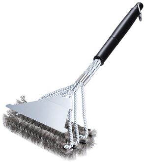 18Inch Bbq Grill Borstel Roestvrij Staal Zware Grill Schraper Cleaner 3-In-1 Barbecue Schoonmaken tool type D