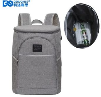 18L/33L Geïsoleerde Thermische Rugzak Verdikte Koeltas Cooling Lunchbox Beer Bag Rugzak Ijs Koeler Voor Picknick Camping grijs 18L