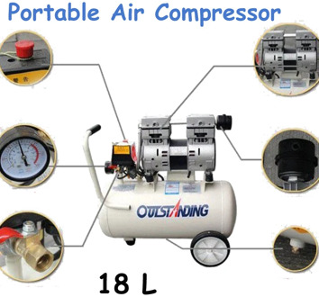 18L Dental Laboratory Mobile Air Compressor Machine Small Air Compressor Oil-free Silent Air Compressor Machine 220V