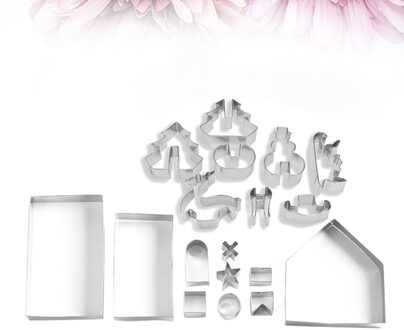 18Pcs 3D Kerst Thema Rvs Cartoon Cookie Cutter Set Fruit Cake Mallen Biscuit Bakken Tools Voor Xmas Party