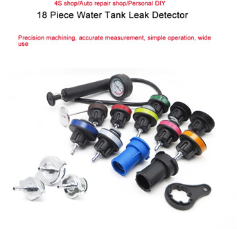 18pcs Car Water Tank Leak Detector Test Tool Cooling System Tester Auto Repair Pressure Gauge Pressure Gauge Pumping Instrument