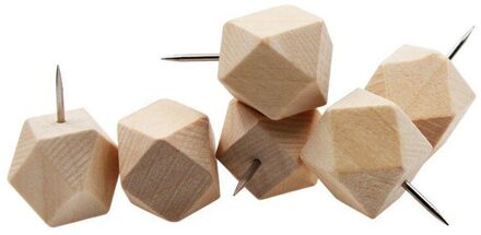 18pcs Geometrische Hout Decoratieve Push Pins, Hout Hoofd En Stalen Naald Punt Duim Kopspijkers Voor Foto 'S, kaarten En Kurk Boards