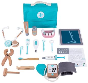 18Pcs Kinderen Houten Pretend Tandarts Toolbox Simulatie Tool Educatief Speelgoed Speeltoestel Met Stethoscoop Voor Kinderen