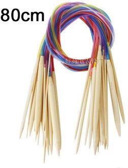 18Pcs Naaien Multicolor Tube Bamboe Cirkelvormige Haak Breinaalden Set Dubbele Cusp Bamboe Cirkelvormige Haak Zxh kleur 80cm