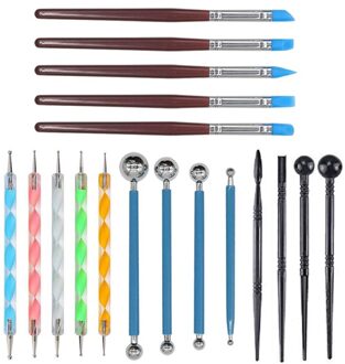 18Pcs Puntjes Gereedschap Kit Klei Aardewerk Carving Modeling Gereedschap Set Rock Schilderen Kit Voor Embossing Art, Kleuren