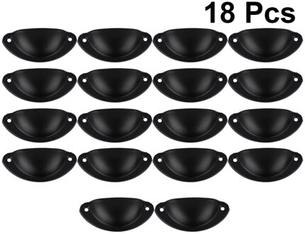 18Pcs Retro Halve Cirkel Handvat Praktische Kast Pull Handvat Duurzaam Lade Handvat Voor Thuis Dagelijks Gebruik (Groen Brons) zwart