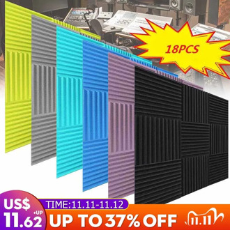 18pcs Studio Acoustic Foams Panels Sound Insulation Foam Soundproofing Sound Treatment Studio Room Absorption Tiles 30X30CM