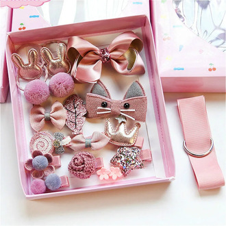 18pieces Head Wear Set Children Elastic Bow Knot Hair Clips Crown Rabbit Flower Barrettes Hairpins Kids Bow Girls Gift