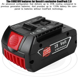 18V 6000Mahrechargeable Li-Ion Akku Voor Bosch 18V Batterie Backup 6.0AH Eine Tragbare Ersatz BAT609 Anzeige Licht. 6,0 Ah Goud
