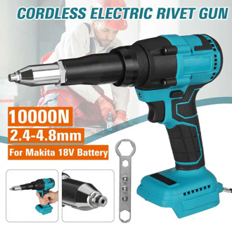 18V Handheld Cordless Electric Rivet Gun 10000N 2.4-4.8mm Non-slip Handle LED Light Cordless Drill Rivet For Makita 18V Battery