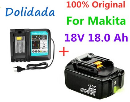 18V18Ah Oplaadbare Batterij 18000Mah Li-Ion Batterij Vervanging Power Batterij Voor Makita BL1880 BL1860 BL1830battery + 3A Charger wit