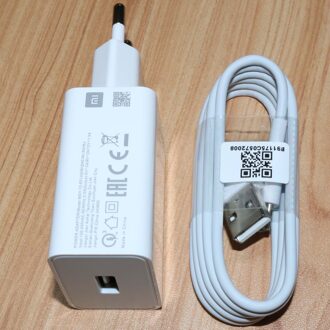 18W Charger Xiaomi Mi A3 Fast Charger Eu QC3.0 Lading Adapter Voor Xiaomi 8 9 Lite Se 9T pro Max 3 Redmi Note 7 8 Pro K20 wit EU en kabel