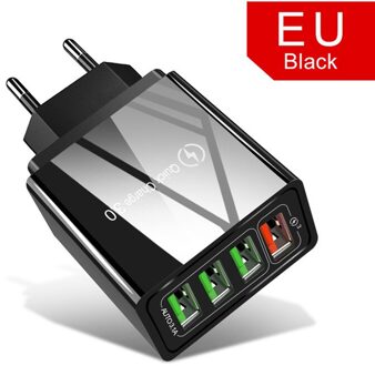18W Eu Fast Charger Adapter Voor Blackview BV9900 BV9800 BV9700 BV9600 BV5500 BV5800 A80 A60 Pro Quick Charge 3.0 telefoon Oplader 4 Port alle zwart