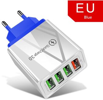 18W Eu Fast Charger Adapter Voor Blackview BV9900 BV9800 BV9700 BV9600 BV5500 BV5800 A80 A60 Pro Quick Charge 3.0 telefoon Oplader 4 Port blauw