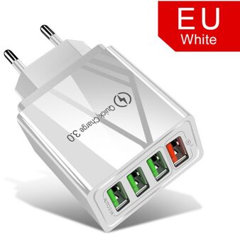 18W Eu Fast Charger Adapter Voor Blackview BV9900 BV9800 BV9700 BV9600 BV5500 BV5800 A80 A60 Pro Quick Charge 3.0 telefoon Oplader 4 Port grijs