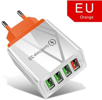 18W Eu Fast Charger Adapter Voor Blackview BV9900 BV9800 BV9700 BV9600 BV5500 BV5800 A80 A60 Pro Quick Charge 3.0 telefoon Oplader 4 Port oranje
