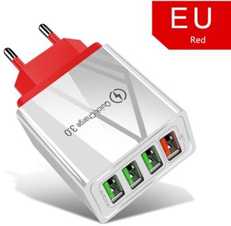 18W Eu Fast Charger Adapter Voor Blackview BV9900 BV9800 BV9700 BV9600 BV5500 BV5800 A80 A60 Pro Quick Charge 3.0 telefoon Oplader 4 Port rood