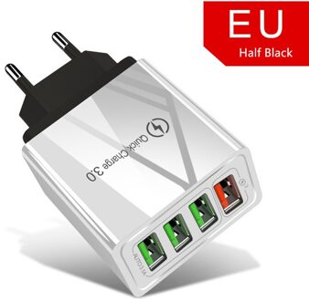 18W Eu Fast Charger Adapter Voor Blackview BV9900 BV9800 BV9700 BV9600 BV5500 BV5800 A80 A60 Pro Quick Charge 3.0 telefoon Oplader 4 Port zwart