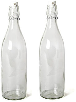 18x Beugelfles/weckfles van transparant glas met beugeldop 1 liter - Decoratieve flessen