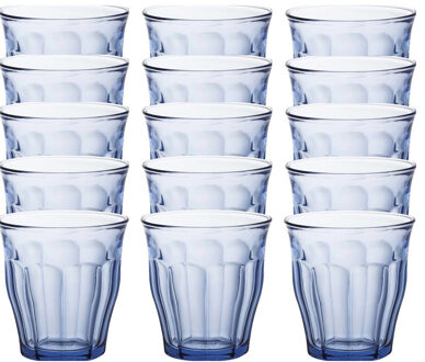 18x Drinkglazen/waterglazen Blauw 250 Ml Picardie - Drinkglazen