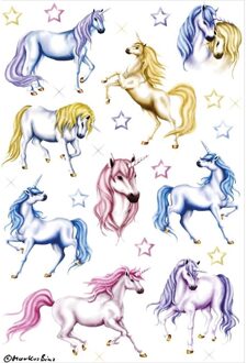 18x Eenhoorn dieren stickers met glitters