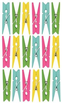 18x Feest decoratie mini gekleurde knijpers 5 cm