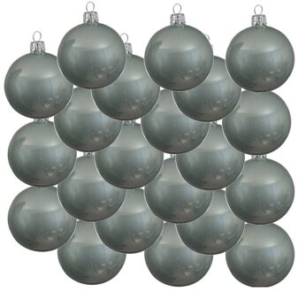 18x Glazen kerstballen glans mintgroen 8 cm kerstboom versiering/decoratie - Kerstbal