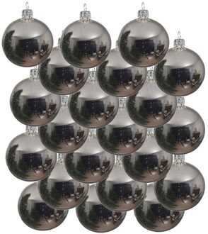 18x Glazen kerstballen glans zilver 6 cm kerstboom versiering/decoratie - Kerstbal Zilverkleurig