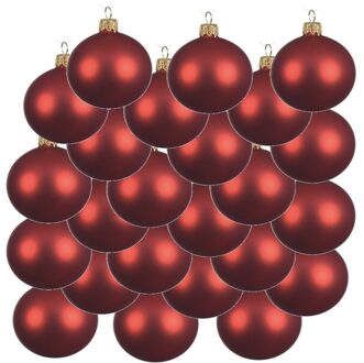 18x Glazen kerstballen mat kerst rood 8 cm kerstboom versiering/decoratie - Kerstbal