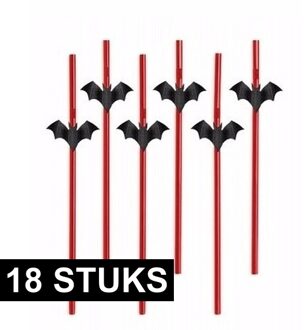 18x Halloween vleermuis rietjes - Halloween/horror decoratie/versiering