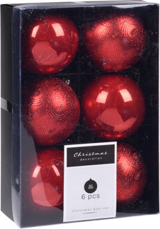 18x Kerstboomversiering luxe kunststof kerstballen rood 8 cm